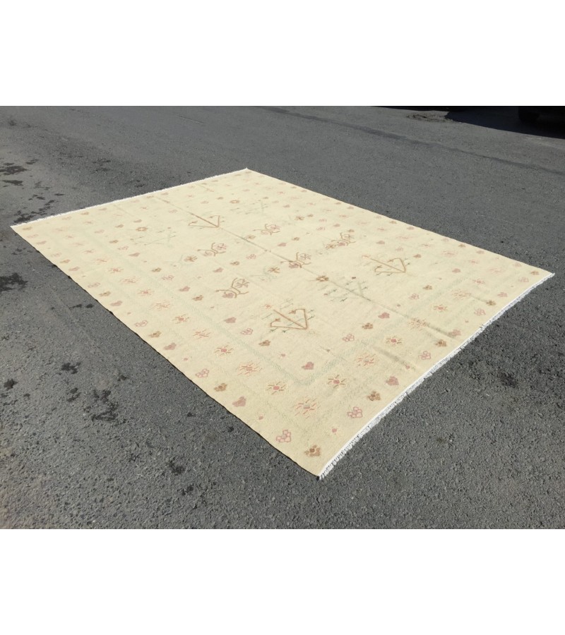 8x10 hand woven kilim, Romanian bedroom rug, flat woven rug, 7'10 X 9'10 vintage kilim