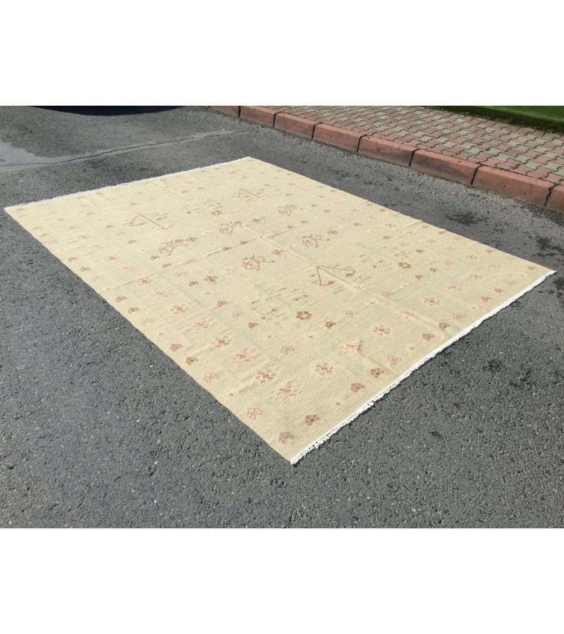 8x10 hand woven kilim, Romanian bedroom rug, flat woven rug, 7'10 X 9'10 vintage kilim