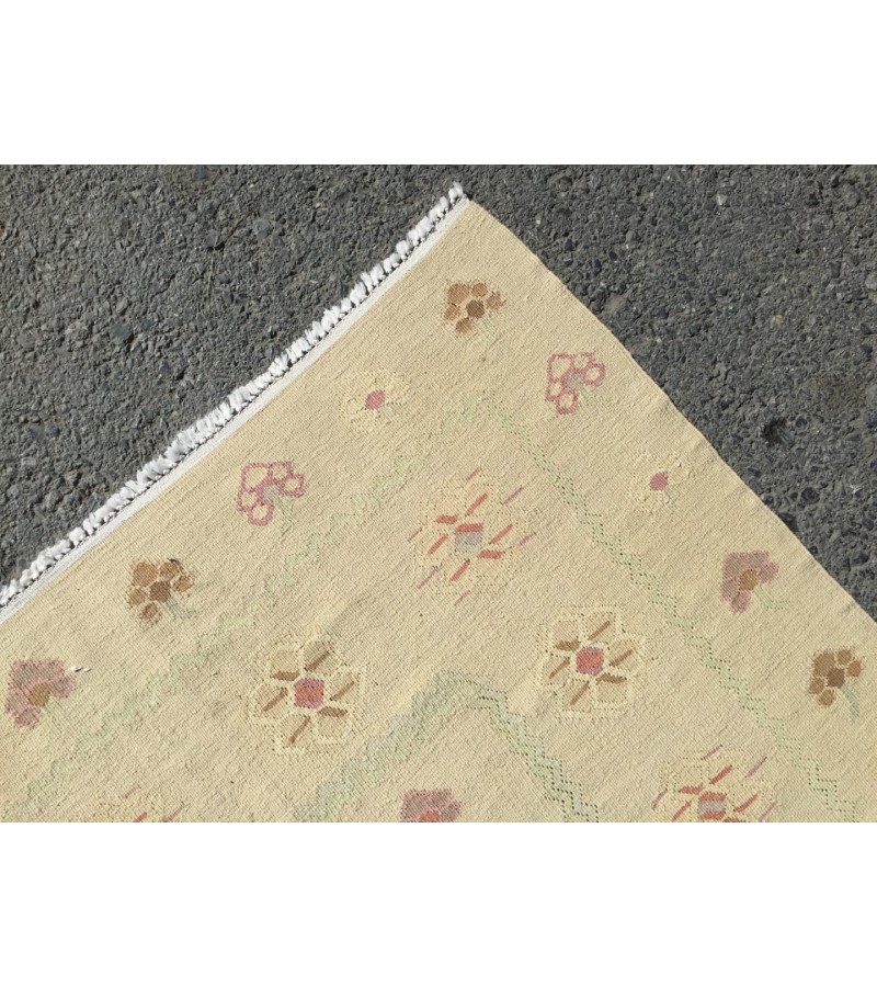 8x10 hand woven kilim, Romanian bedroom rug, flat woven rug, 7'10 X 9'10 vintage kilim