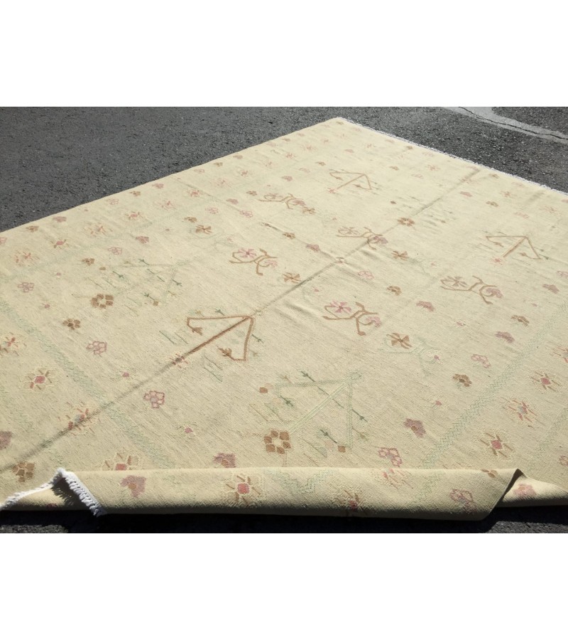 8x10 hand woven kilim, Romanian bedroom rug, flat woven rug, 7'10 X 9'10 vintage kilim