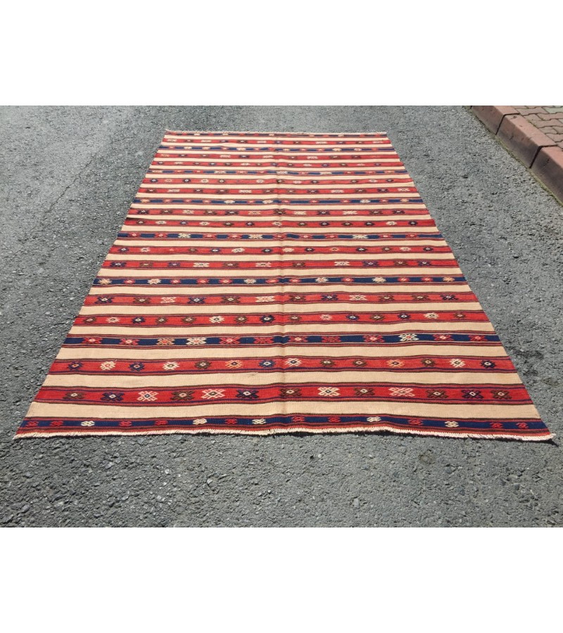6x10 rustic bedroom kilim, retro embroidered kilim , Handmade rug , 5'7 X 9'6 area rug