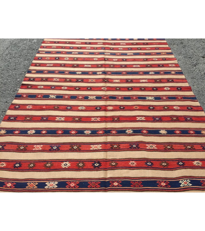 6x10 rustic bedroom kilim, retro embroidered kilim , Handmade rug , 5'7 X 9'6 area rug