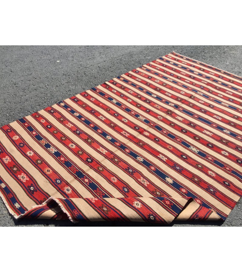 6x10 rustic bedroom kilim, retro embroidered kilim , Handmade rug , 5'7 X 9'6 area rug 