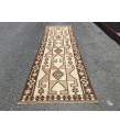 3x12 beige brown runner, Turkish runner, 3'4 x 11'7 geometric handmade runner