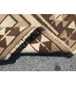 3x12 beige brown runner, Turkish runner, 3'4 x 11'7 geometric handmade runner