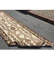 3x12 beige brown runner, Turkish runner, 3'4 x 11'7 geometric handmade runner