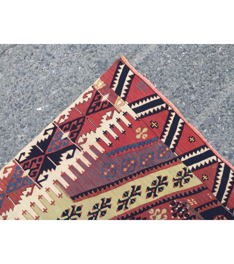 6x8 unique geometric kilim, living room rug,70's kilim, Turkish kilim, handmade rug ,5'6 X 8'1 woven rug