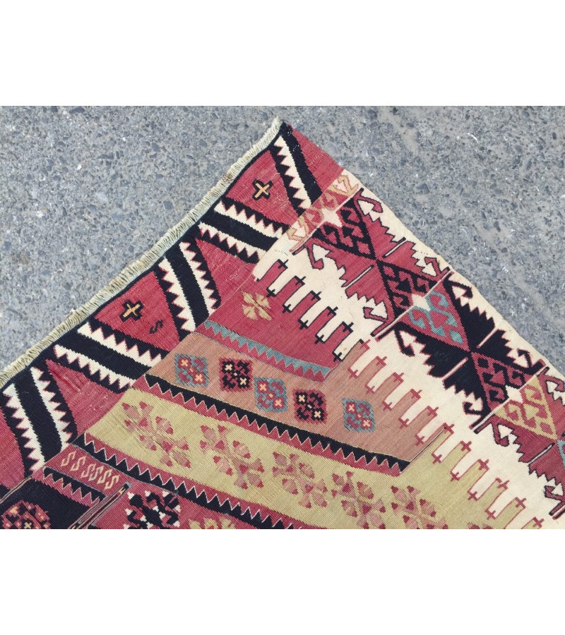 6x8 unique geometric kilim, living room rug,70's kilim, Turkish kilim, handmade rug ,5'6 X 8'1 woven rug