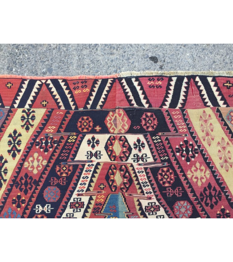 6x8 unique geometric kilim, living room rug,70's kilim, Turkish kilim, handmade rug ,5'6 X 8'1 woven rug