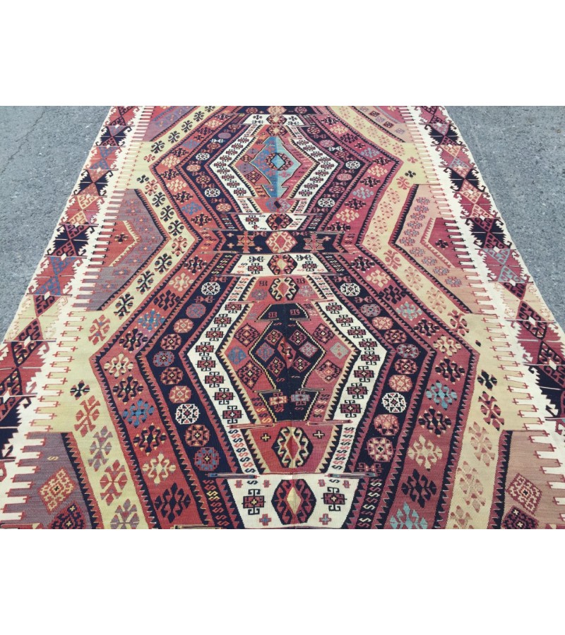 6x8 unique geometric kilim, living room rug,70's kilim, Turkish kilim, handmade rug ,5'6 X 8'1 woven rug