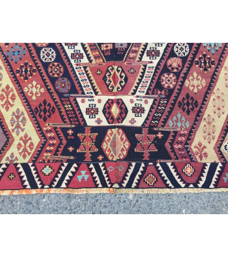 6x8 unique geometric kilim, living room rug,70's kilim, Turkish kilim, handmade rug ,5'6 X 8'1 woven rug