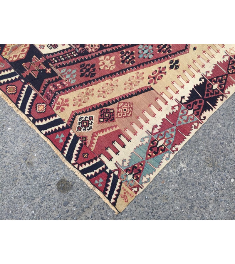 6x8 unique geometric kilim, living room rug,70's kilim, Turkish kilim, handmade rug ,5'6 X 8'1 woven rug