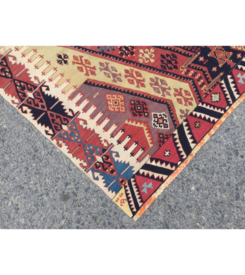 6x8 unique geometric kilim, living room rug,70's kilim, Turkish kilim, handmade rug ,5'6 X 8'1 woven rug