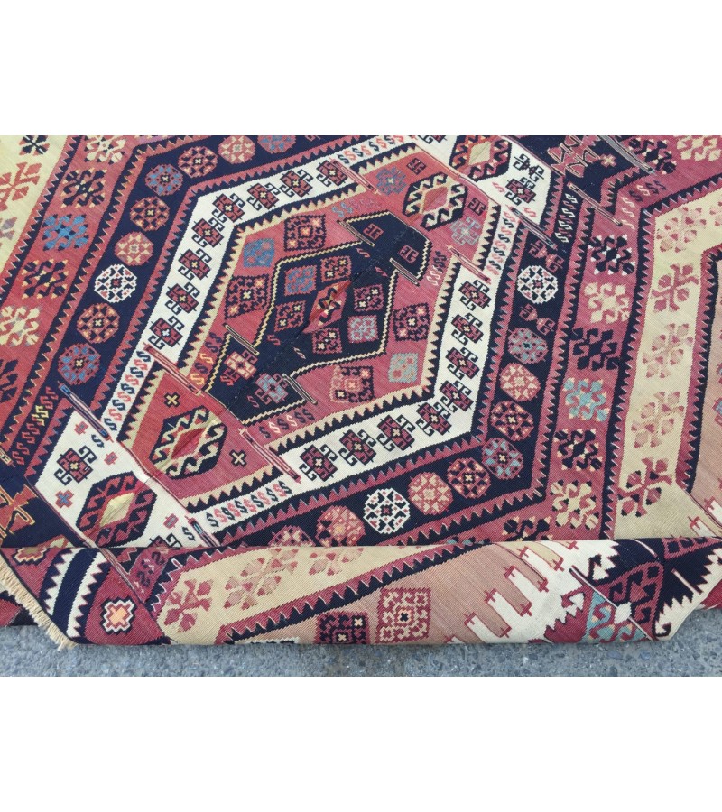 6x8 unique geometric kilim, living room rug,70's kilim, Turkish kilim, handmade rug ,5'6 X 8'1 woven rug