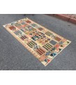 3x7 rainbow geometric kilim rug, Turkish kilim, flat woven rug, 3'3 X 6'6 area rug