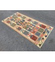 3x7 rainbow geometric kilim rug, Turkish kilim, flat woven rug, 3'3 X 6'6 area rug
