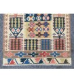 3x7 rainbow geometric kilim rug, Turkish kilim, flat woven rug, 3'3 X 6'6 area rug