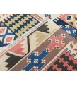3x7 rainbow geometric kilim rug, Turkish kilim, flat woven rug, 3'3 X 6'6 area rug