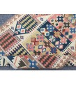 3x7 rainbow geometric kilim rug, Turkish kilim, flat woven rug, 3'3 X 6'6 area rug