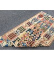 3x7 rainbow geometric kilim rug, Turkish kilim, flat woven rug, 3'3 X 6'6 area rug