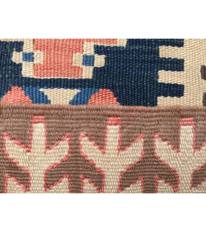 3x7 rainbow geometric kilim rug, Turkish kilim, flat woven rug, 3'3 X 6'6 area rug