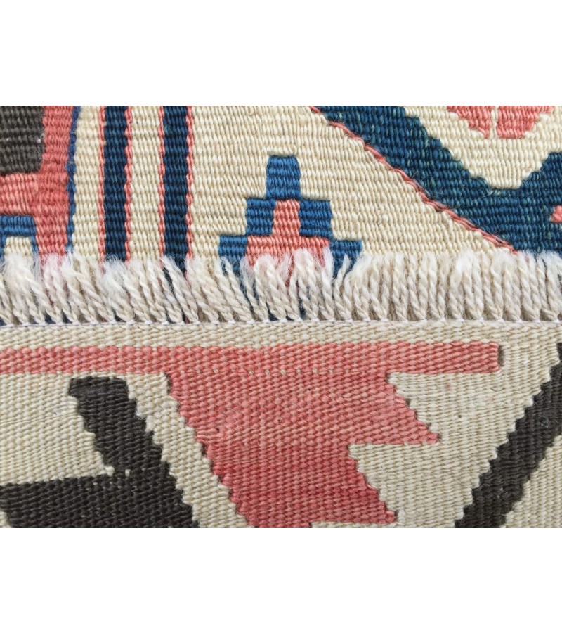 3x7 rainbow geometric kilim rug, Turkish kilim, flat woven rug, 3'3 X 6'6 area rug