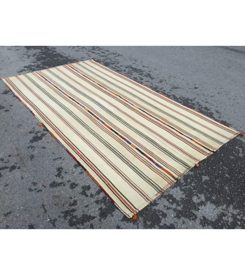 5x9 beige hemp rug, bedroom rug, woven area rug, 5'2 X 9'2 nomadic rug