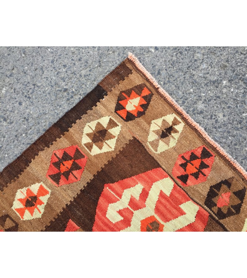 6x10 hand woven kilim, geometric area rug, retro rug, 6'3 X 9'8 Rustic home decor rug