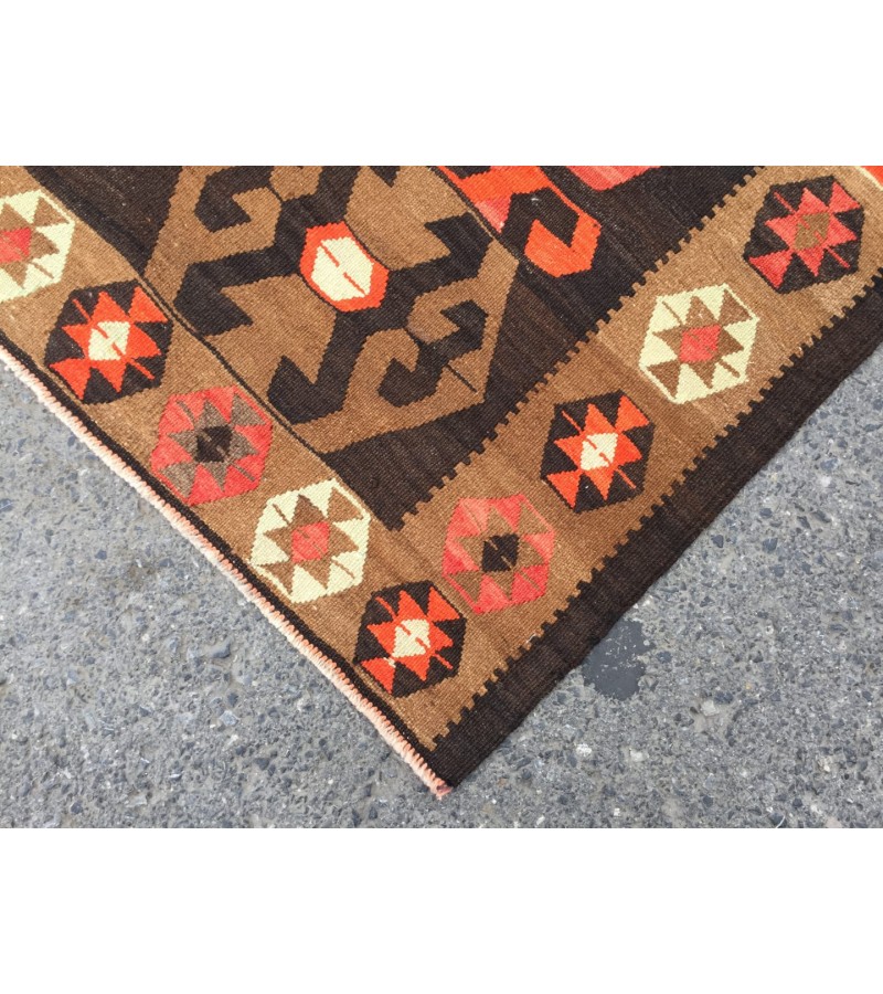 6x10 hand woven kilim, geometric area rug, retro rug, 6'3 X 9'8 Rustic home decor rug