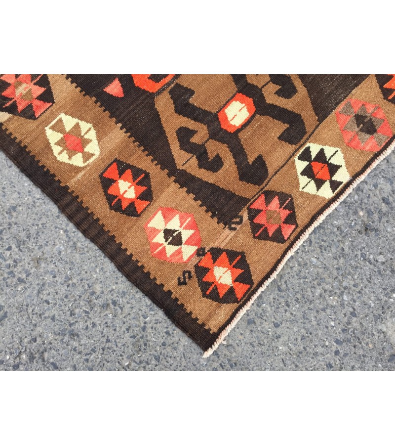 6x10 hand woven kilim, geometric area rug, retro rug, 6'3 X 9'8 Rustic home decor rug