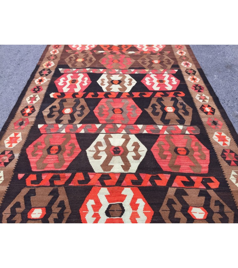 6x10 hand woven kilim, geometric area rug, retro rug, 6'3 X 9'8 Rustic home decor rug
