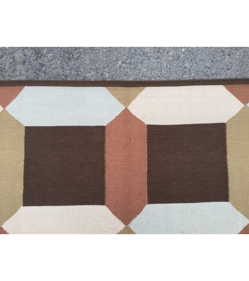 7x10 minimal geometric rug, dining room rug, area rug, 6'10 X 9'8 beige brownTurkish kilim