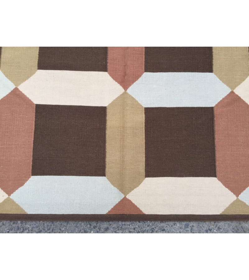 7x10 minimal geometric rug, dining room rug, area rug, 6'10 X 9'8 beige brownTurkish kilim