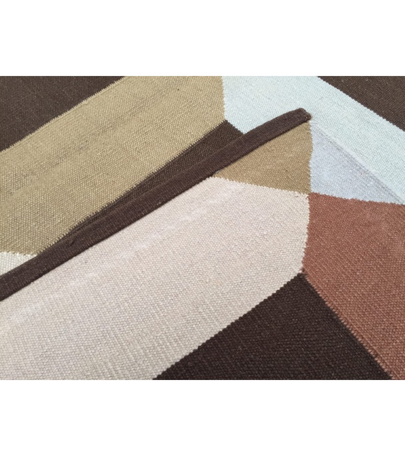7x10 minimal geometric rug, dining room rug, area rug, 6'10 X 9'8 beige brownTurkish kilim