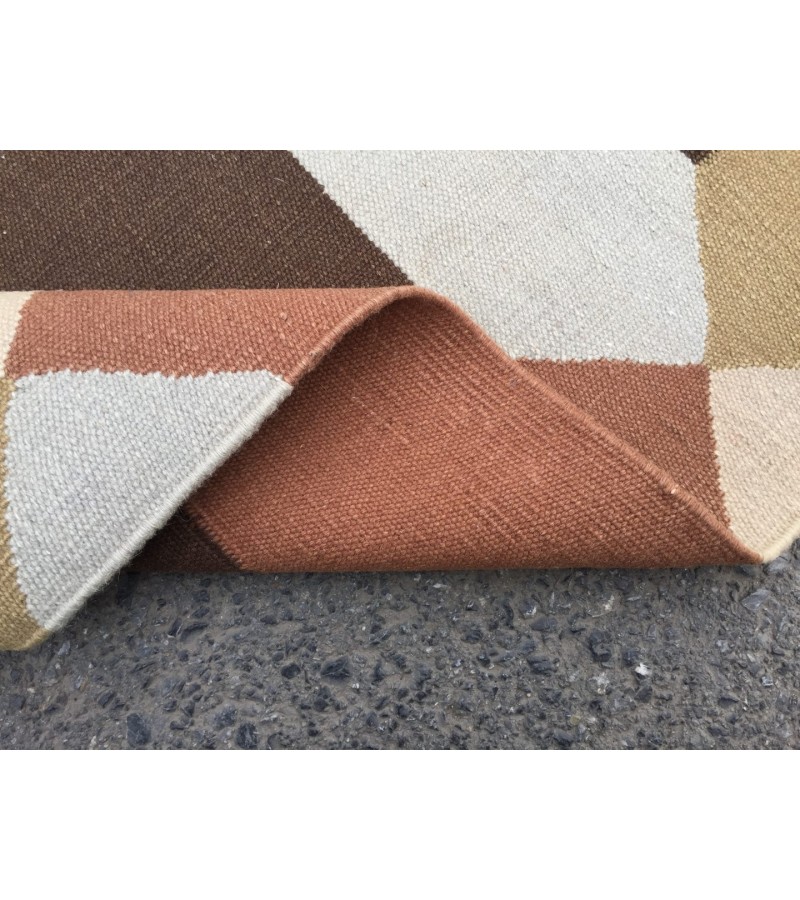 7x10 minimal geometric rug, dining room rug, area rug, 6'10 X 9'8 beige brownTurkish kilim