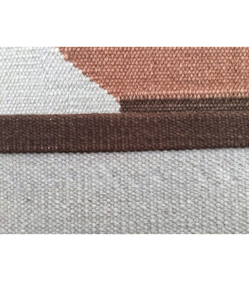 7x10 minimal geometric rug, dining room rug, area rug, 6'10 X 9'8 beige brownTurkish kilim