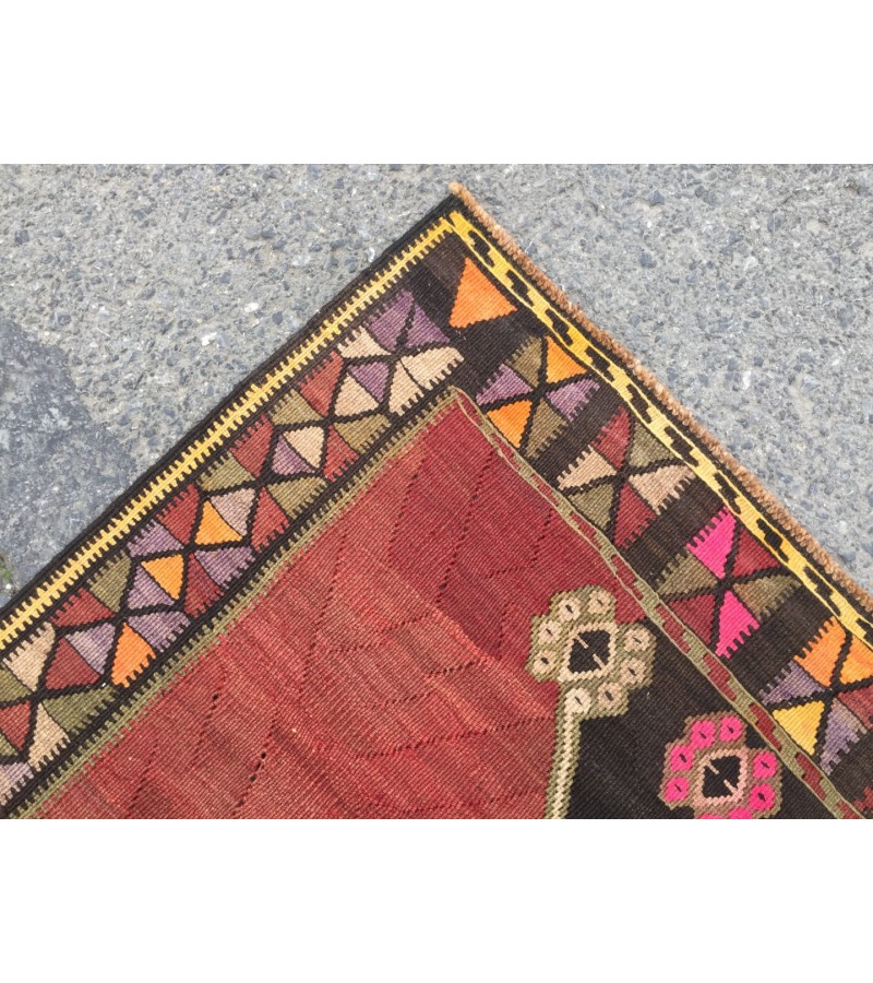 5x13 nomadic kilim runner, corridor rug, Turkish runner, 5'4 X 13'3 Handmade vintage runner