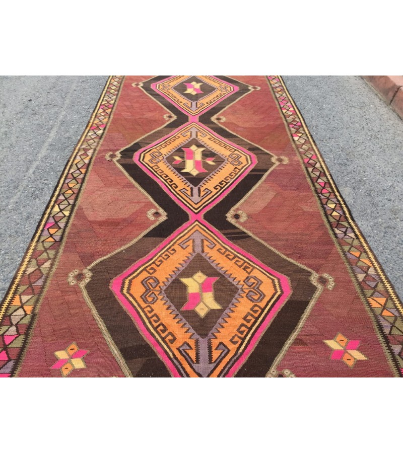 5x13 nomadic kilim runner, corridor rug, Turkish runner, 5'4 X 13'3 Handmade vintage runner