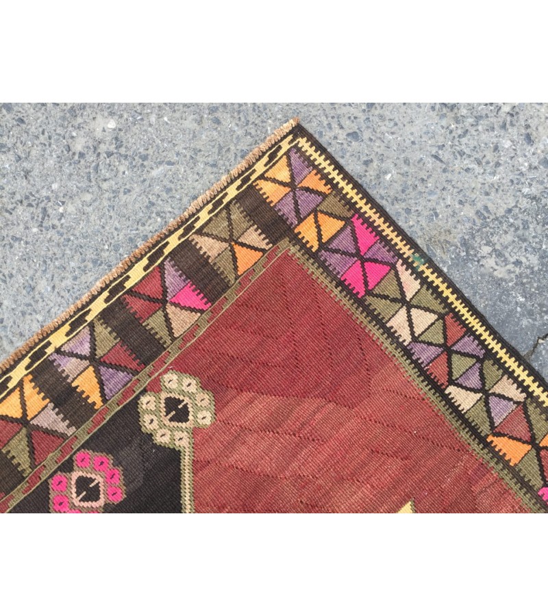 5x13 nomadic kilim runner, corridor rug, Turkish runner, 5'4 X 13'3 Handmade vintage runner