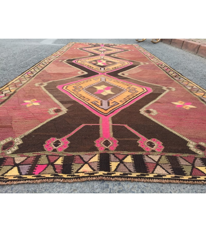 5x13 nomadic kilim runner, corridor rug, Turkish runner, 5'4 X 13'3 Handmade vintage runner