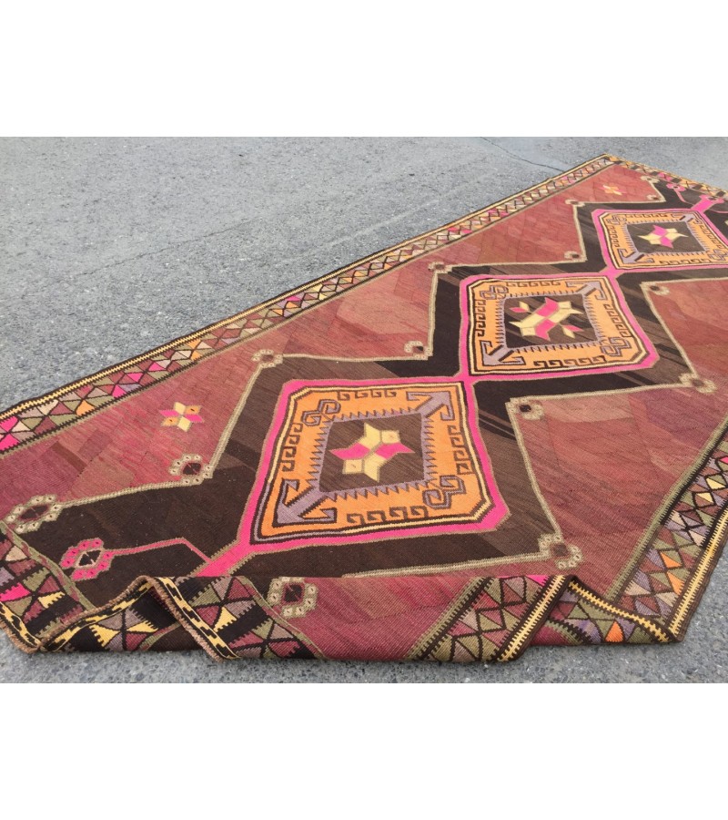 5x13 nomadic kilim runner, corridor rug, Turkish runner, 5'4 X 13'3 Handmade vintage runner