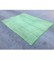6x8 green hemp area rug, living room rug, 6'5 X 7'10 vintage Turkish kilim