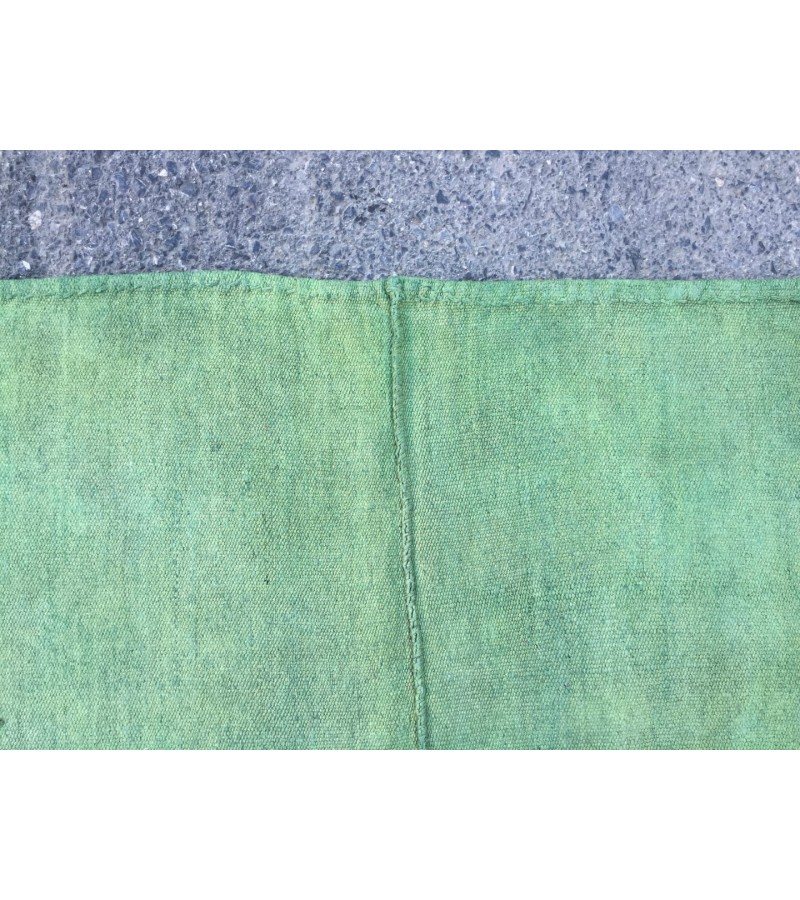 6x8 green hemp area rug, living room rug, 6'5 X 7'10 vintage Turkish kilim