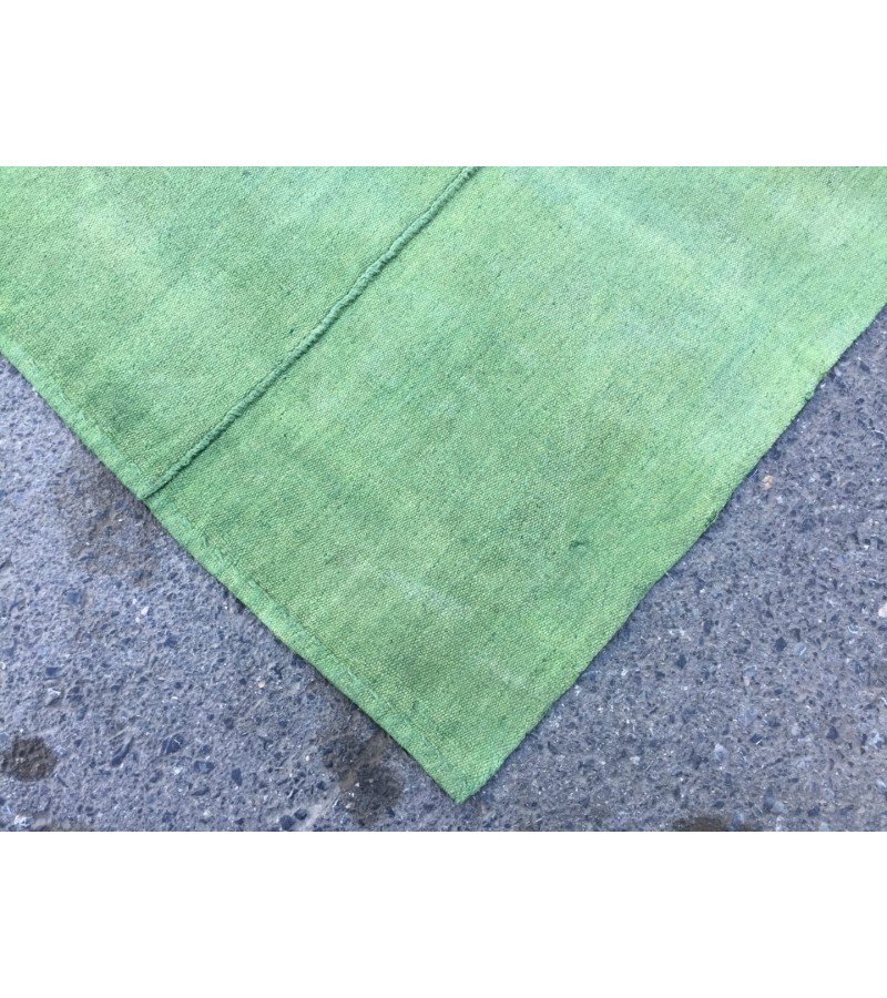 6x8 green hemp area rug, living room rug, 6'5 X 7'10 vintage Turkish kilim