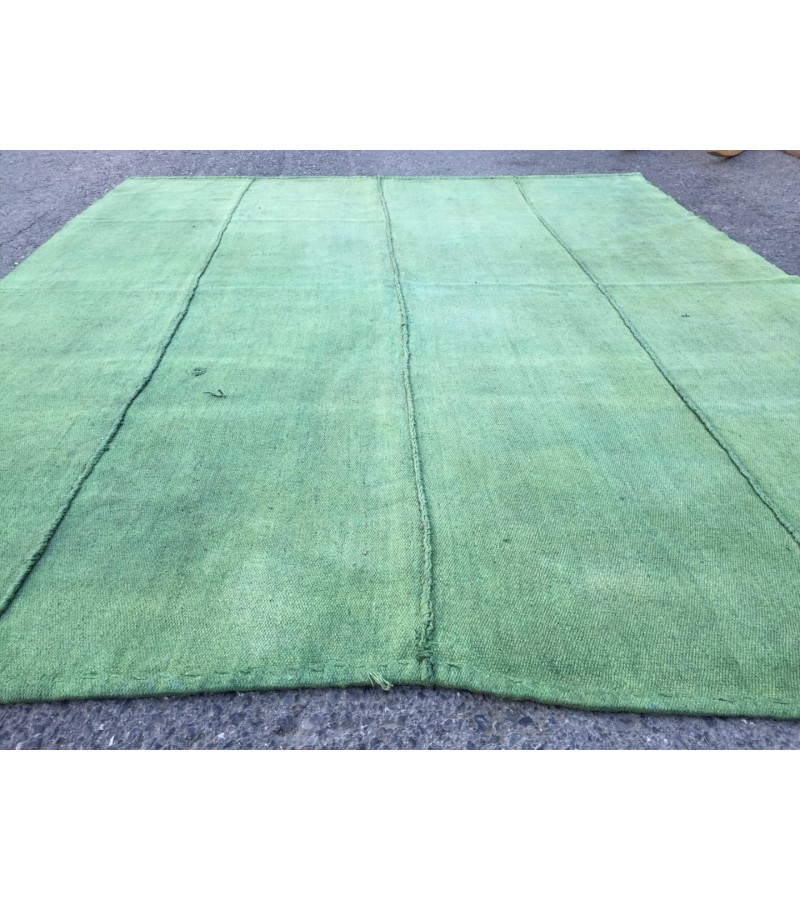 6x8 green hemp area rug, living room rug, 6'5 X 7'10 vintage Turkish kilim