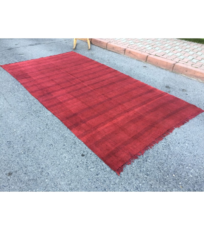 6x11 red hemp, Living room rugs , handmade area rug , 5'7 X 11' boho red rug