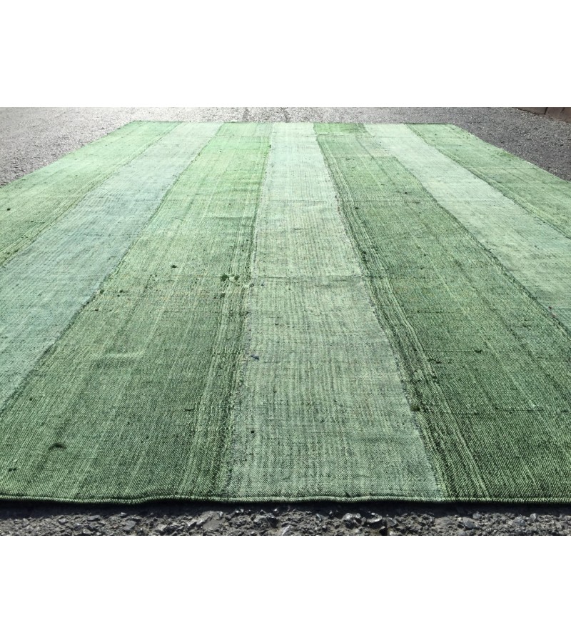 8x12 retro green hemp patchwork, Handmade Area Rug , Turkish rug , 7'10 X 11'7 green rug 