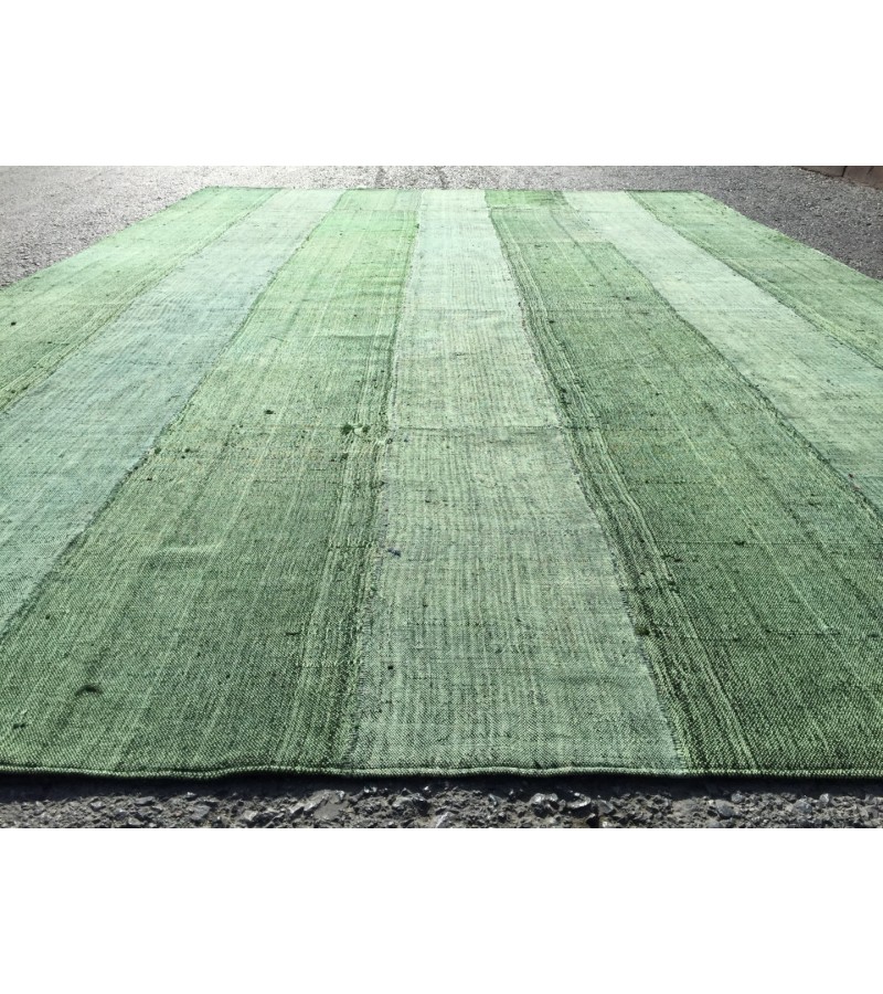 8x12 retro green hemp patchwork, Handmade Area Rug , Turkish rug , 7'10 X 11'7 green rug