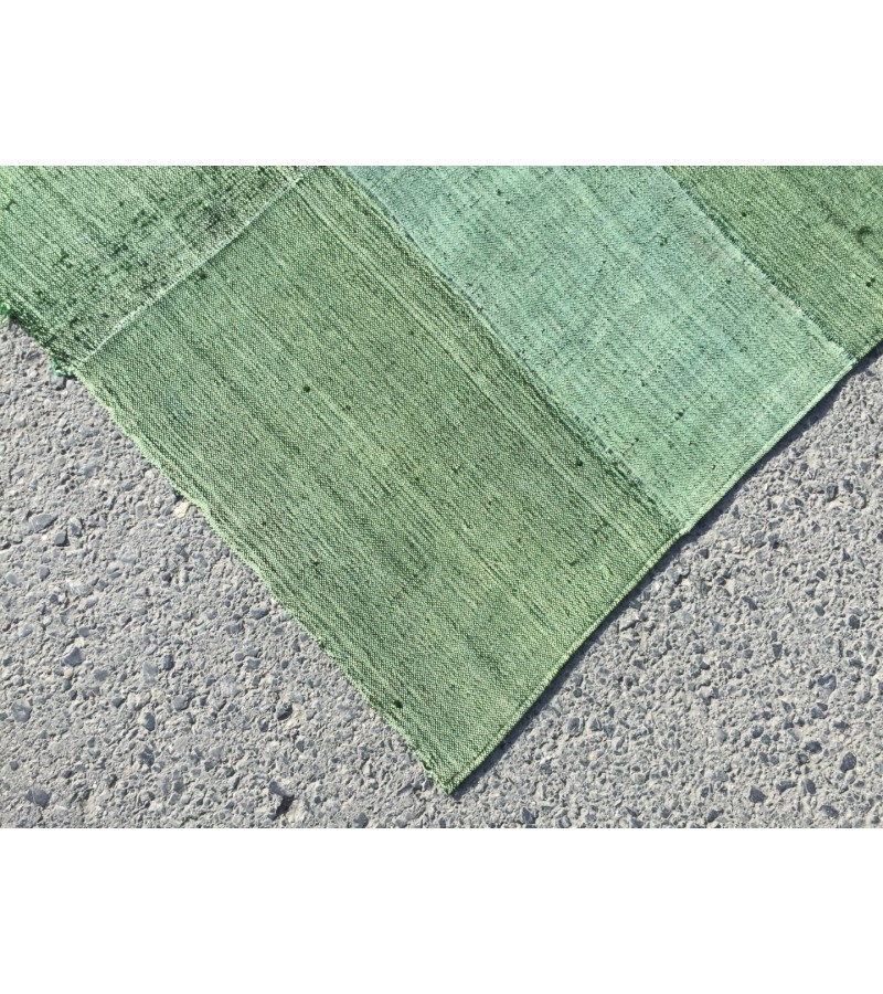 8x12 retro green hemp patchwork, Handmade Area Rug , Turkish rug , 7'10 X 11'7 green rug