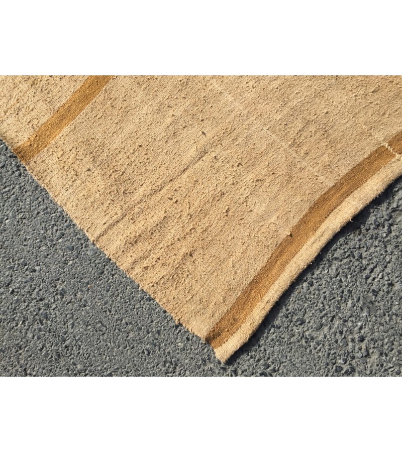 7x12 vintage woven hemp, beige brown handmade rug , 6'8 X 11'10 Area Rug